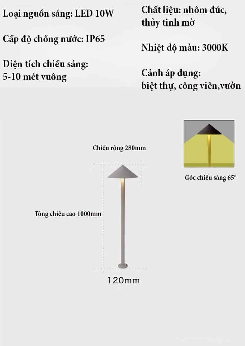 Đèn cắm cỏ hình nón chống thấm nước ZF6830 21