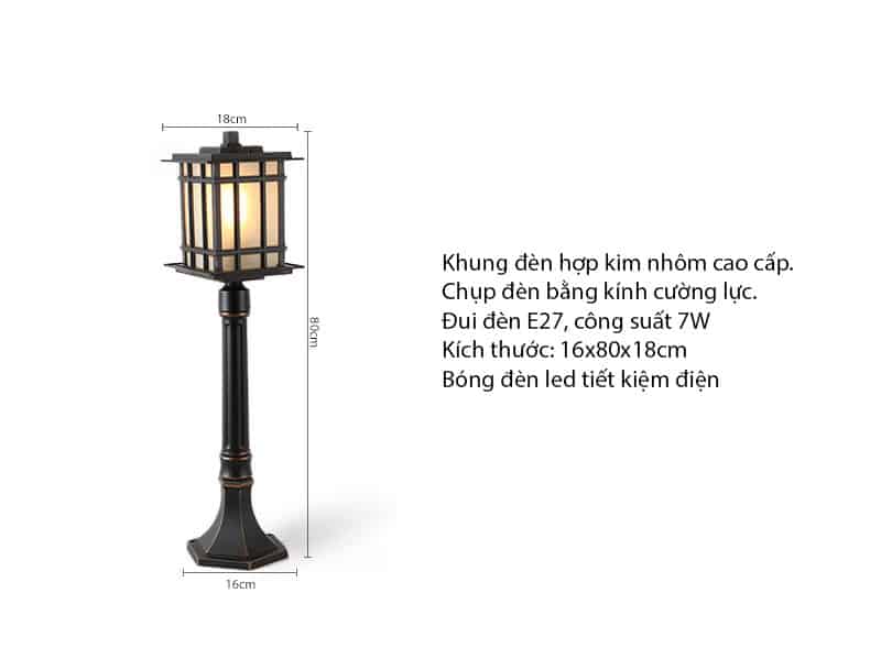 Đèn cột chiếu sáng lối đi sân vườn kiểu Á Đông SD6701 13