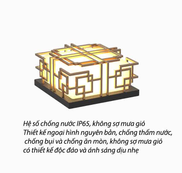 Đèn cột trụ trang trí sân vườn phong cách Á Đông C3048 13