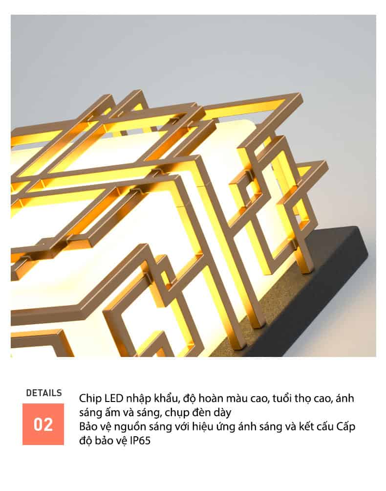 Đèn cột trụ trang trí sân vườn phong cách Á Đông C3048 18