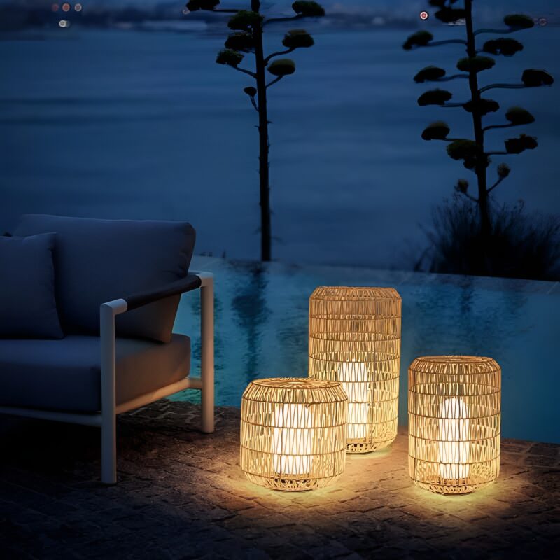 Đèn led đan mây hình trụ trang trí sân vườn AL6726 3