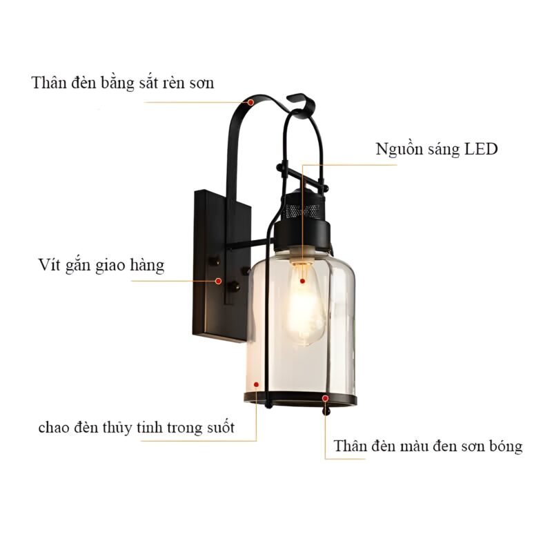 Đèn treo tường ban công chống thấm kiểu cổ DS6029 6