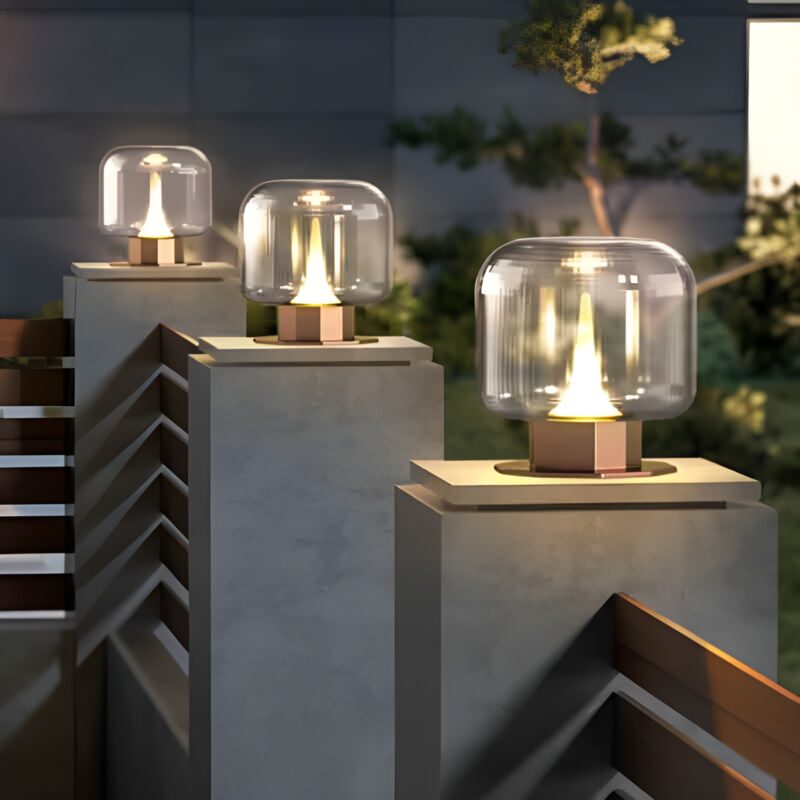 Đèn trụ năng lượng mặt trời trang trí cổng sân vườn C3087 1