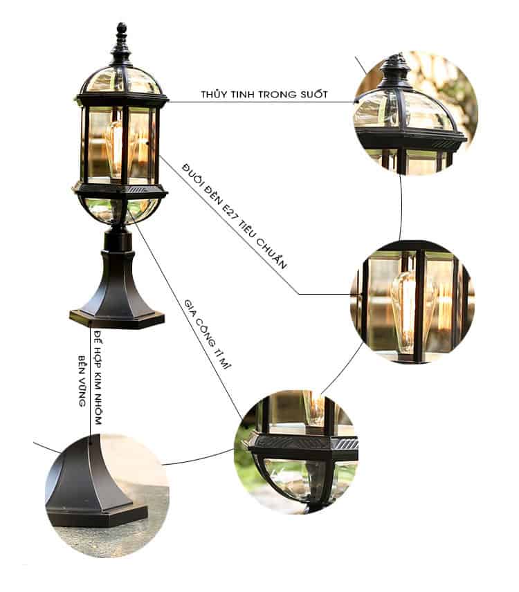 Đèn trụ sân vườn phong cách Gothic VC005 8
