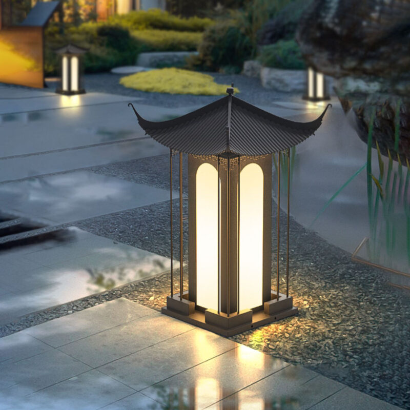 Đèn trụ sân vườn mô hình mái đình cổ điển C3037G 5