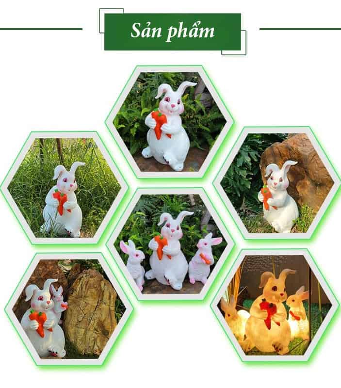 Đèn vườn năng lượng mặt trời thỏ nghệ thuật YN1011 12
