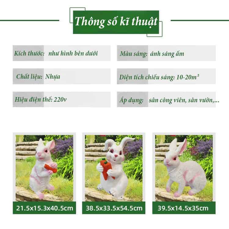 Đèn vườn năng lượng mặt trời thỏ nghệ thuật YN1011 17