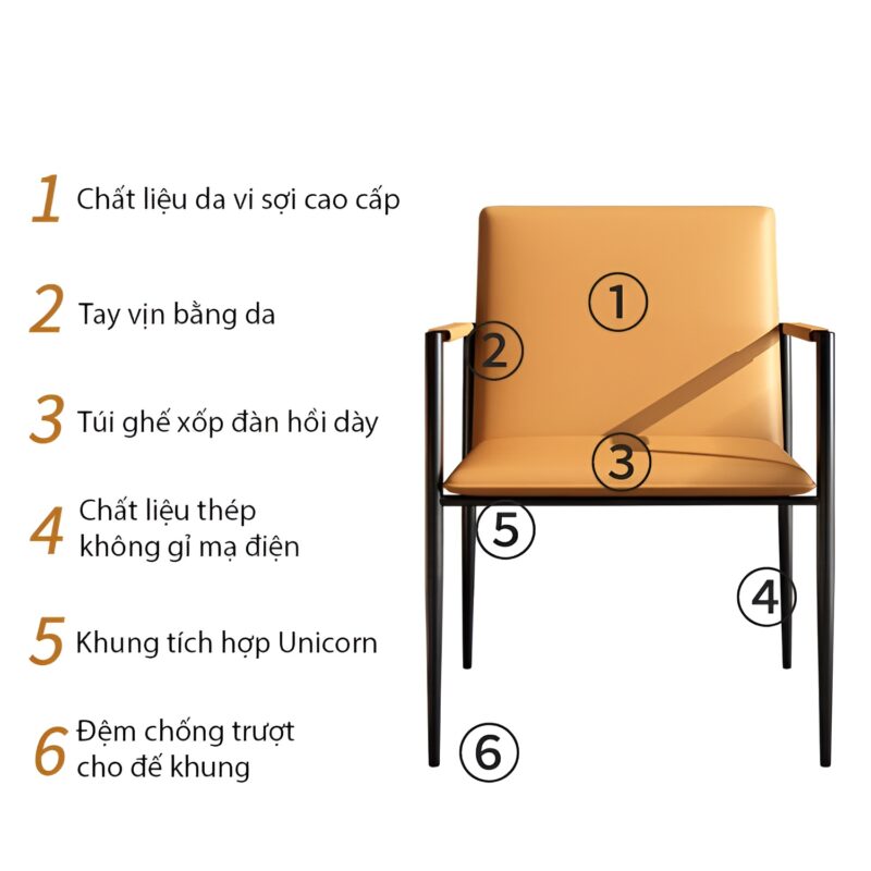 Ghế ăn phòng khách sang trọng đệm da BT369 2