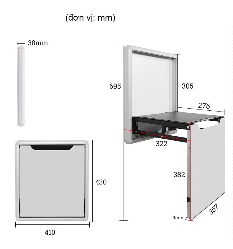 Ghế ngồi đa năng gấp âm treo tường BTS-120 4