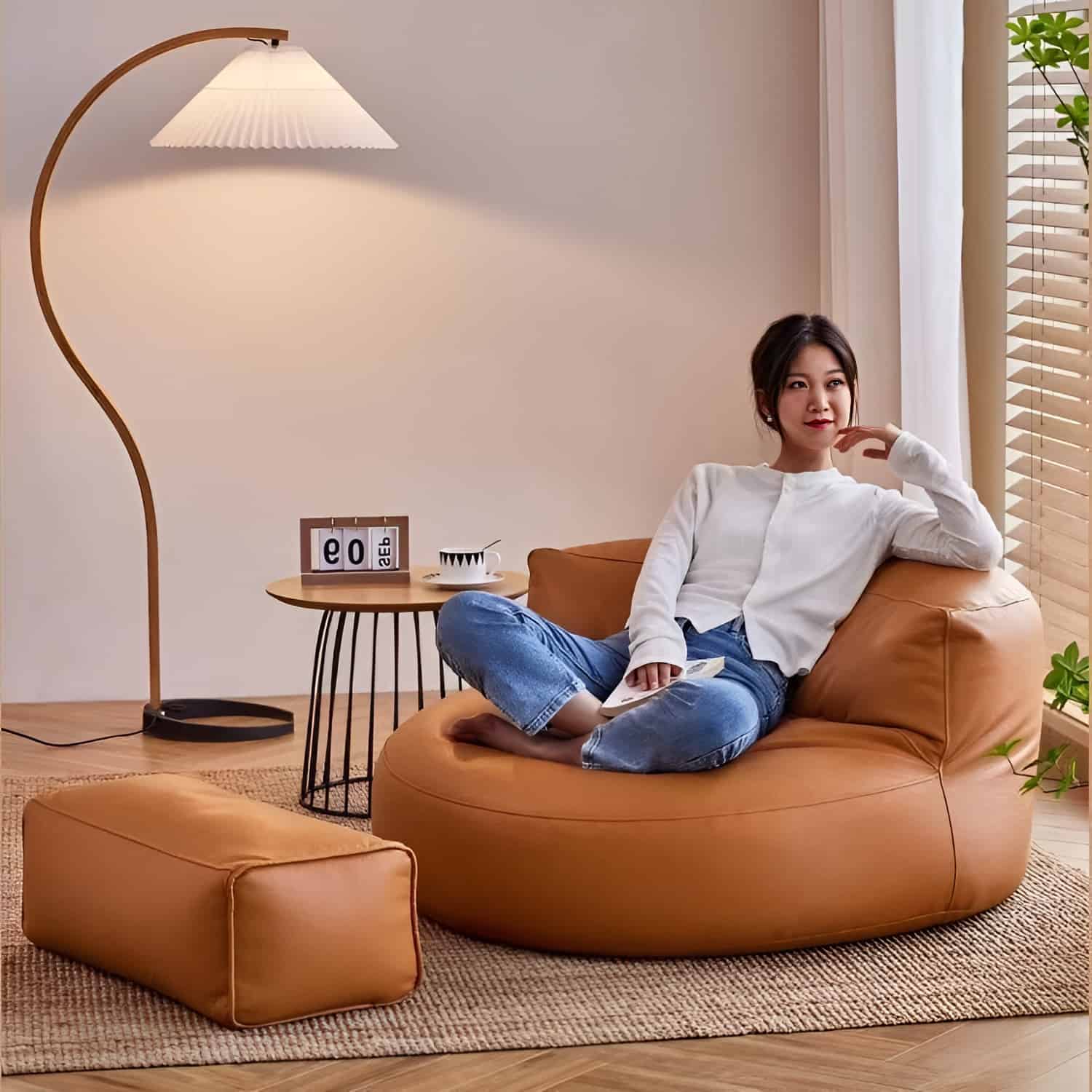 Ghế sofa lười bọc da cao cấp kèm đôn EPS395 5