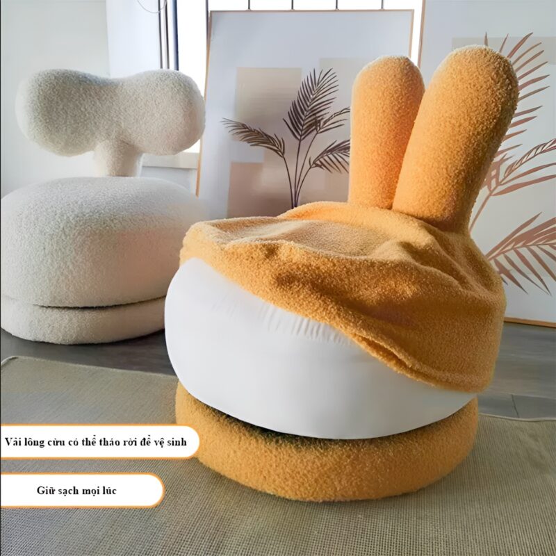 Ghế thư giãn vải nhung cừu xoay hình thỏ JI6961 2