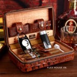 Hộp đựng cigar gỗ tuyết tùng bọc da sang trọng CGL689