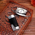 Hộp đựng cigar gỗ tuyết tùng bọc da sang trọng CGL689-2
