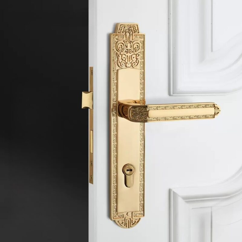 Khóa cửa đại sảnh bằng đồng cổ điển kiểu Pháp HT017 1