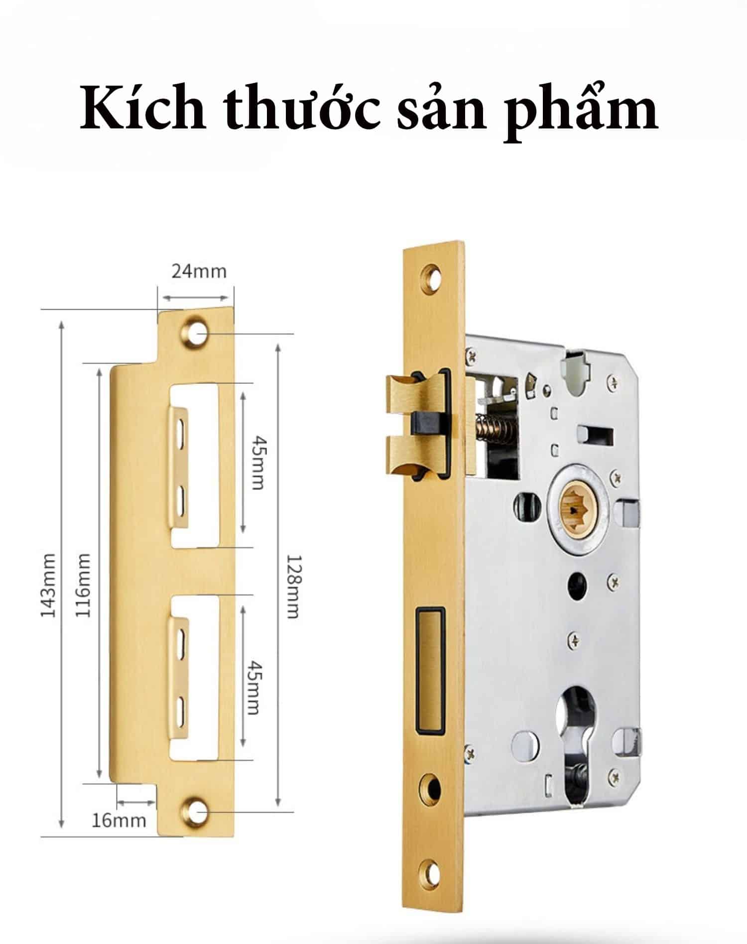 Khóa cửa tay gạt uốn lượn mạ vàng RG962 21