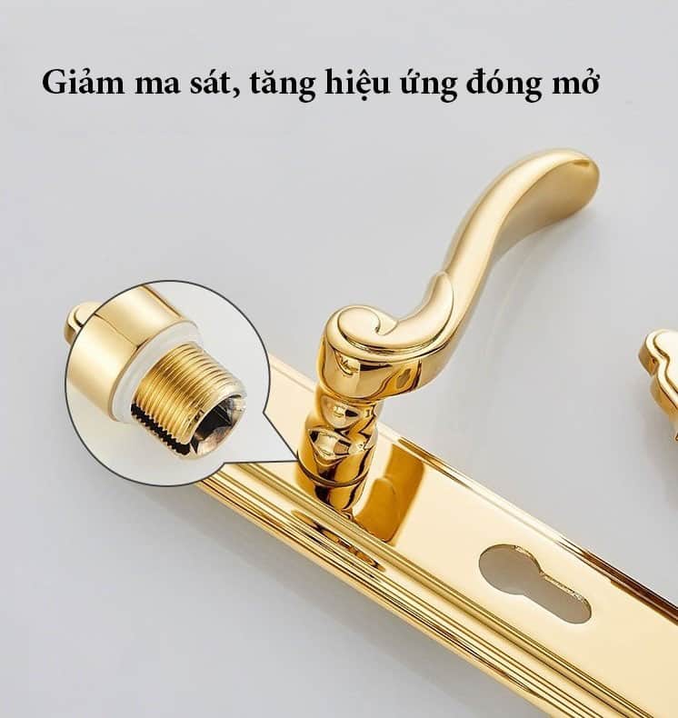 Khóa cửa tay gạt uốn lượn mạ vàng RG962 14