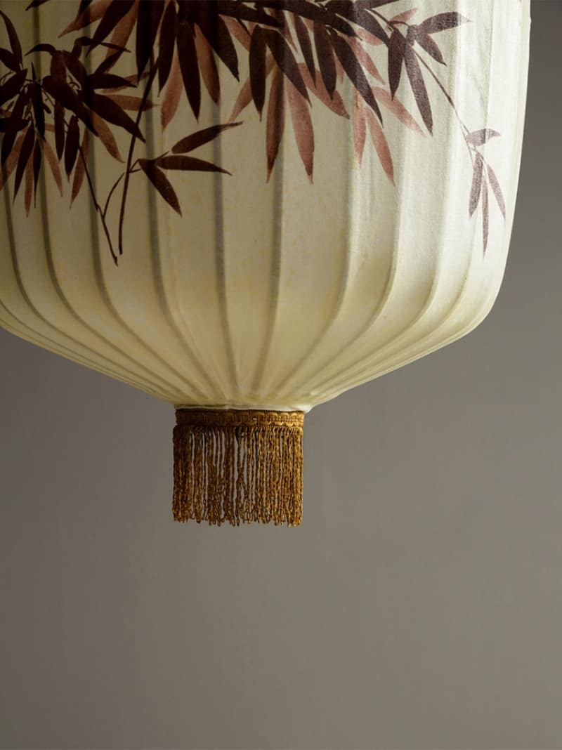 Đèn lồng vải thả trần hoa văn lá trúc kiểu Trung Hoa AX14 11