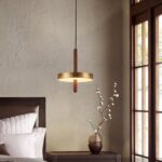 Đèn thả trần bằng đồng và gỗ hiện đại tối giản YXC506