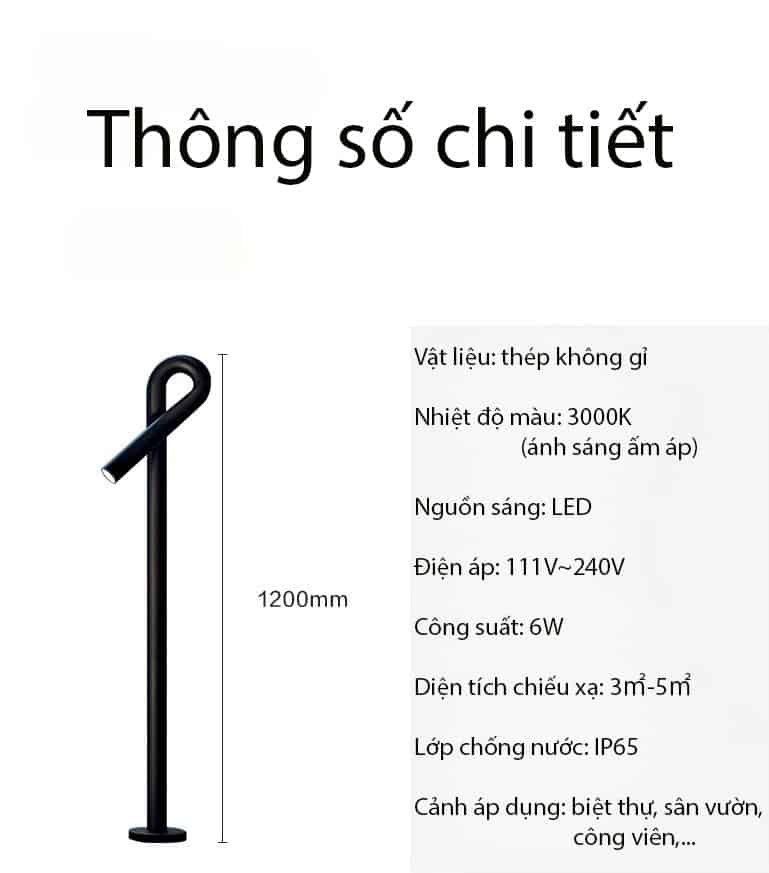 Đèn cắm cỏ gậy móc cao chiếu sáng sân vườn C066 14