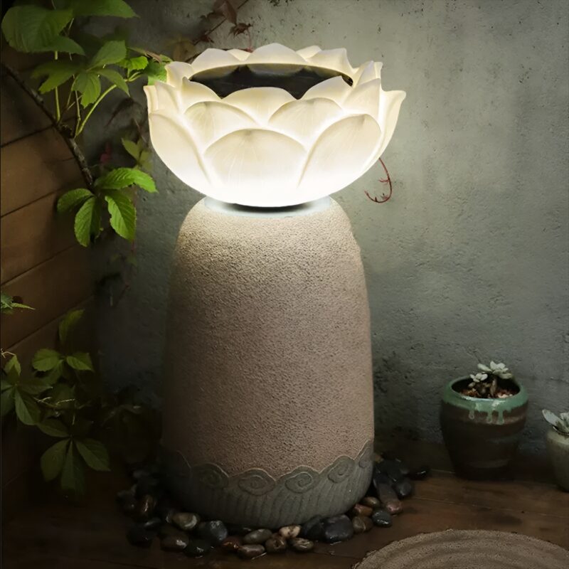 Đèn cảnh quan hoa sen chân tượng đá điêu khắc BL6827 1