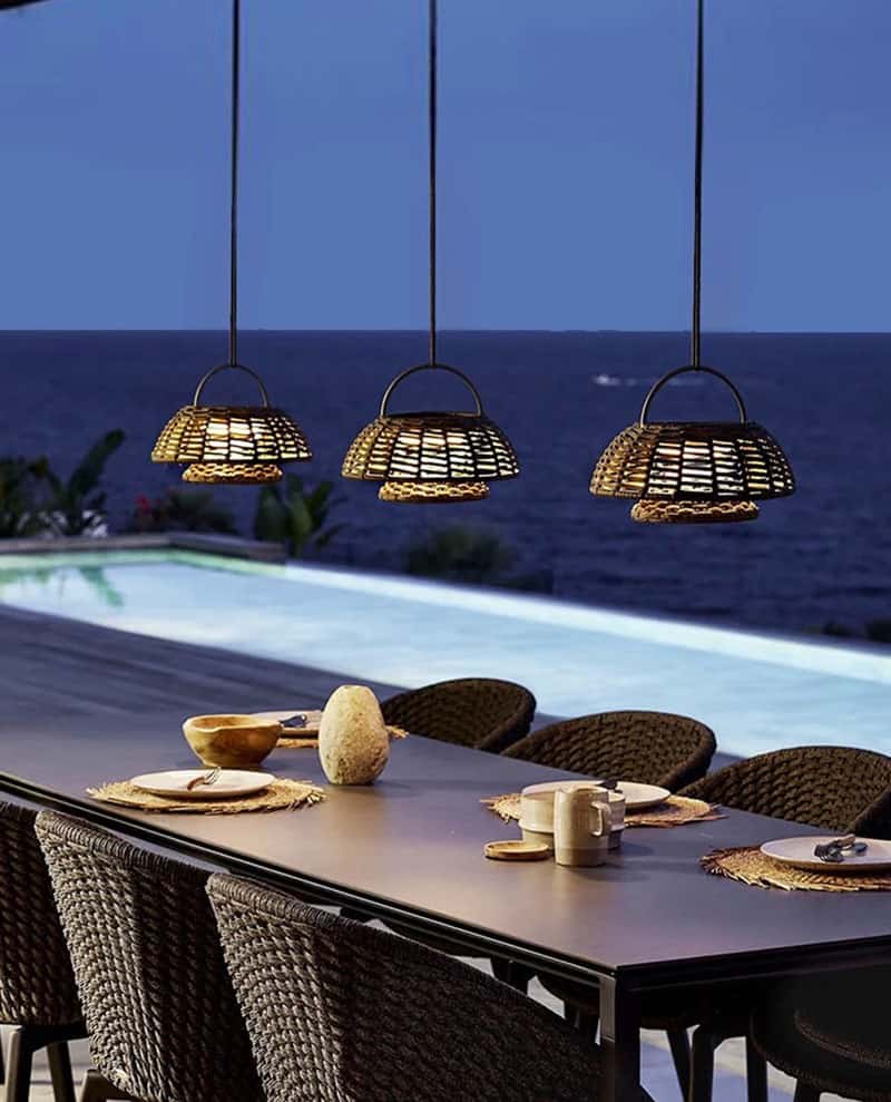 Đèn chùm mây đan trang trí decor ngoài trời D9004 14