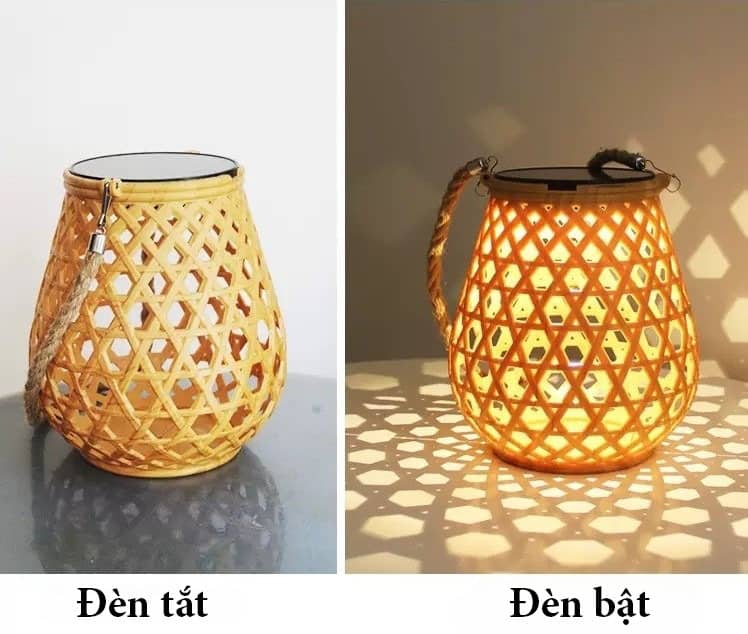 Đèn lồng năng lượng mặt trời giả tre sáng tạo YF7082 11