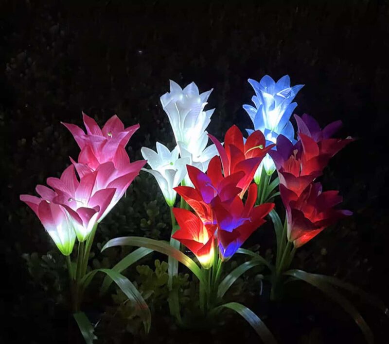 Đèn tiểu cảnh hoa lily năng lượng mặt trời RH1203 2