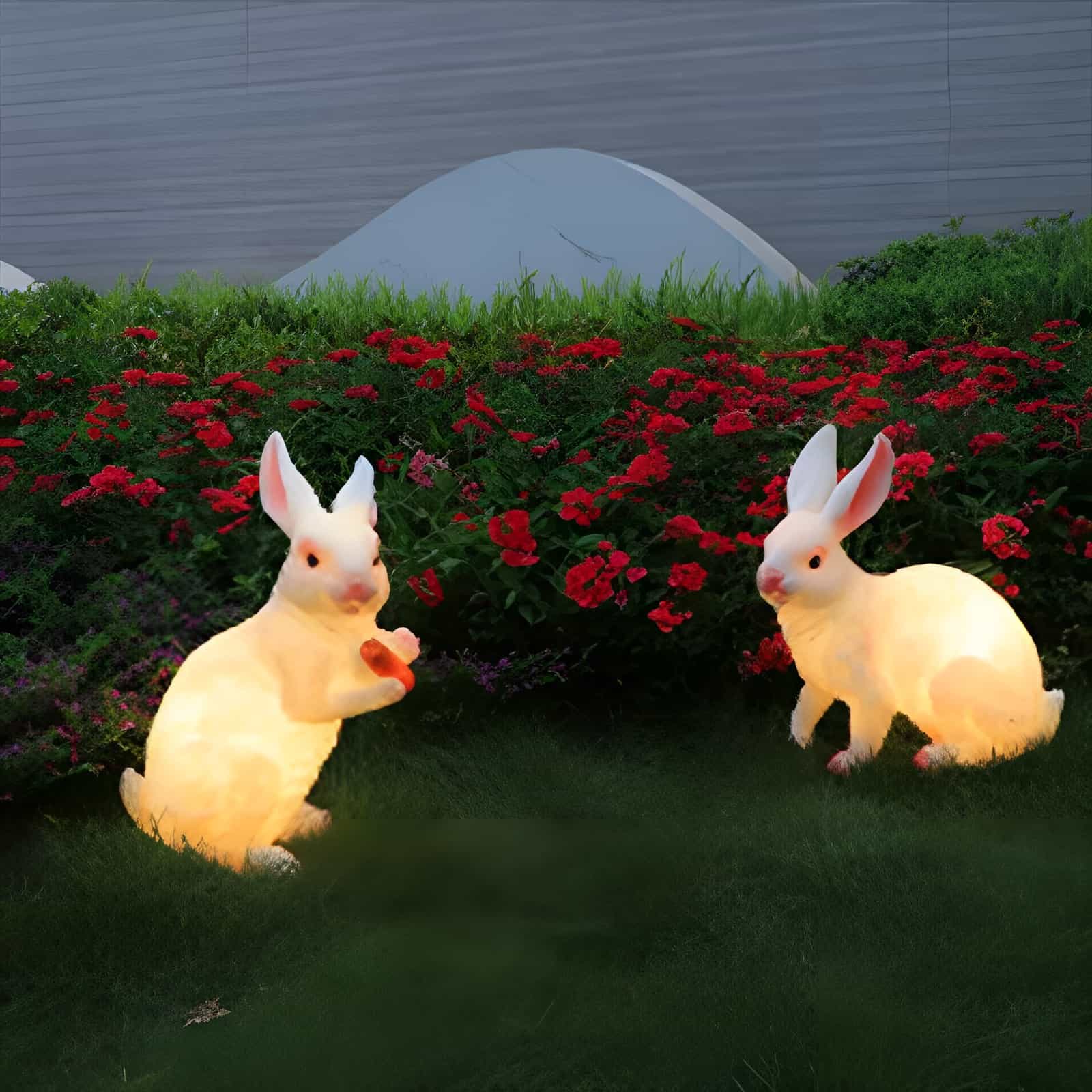 Đèn tượng thỏ điêu khắc trang trí sân cỏ KW1230 7