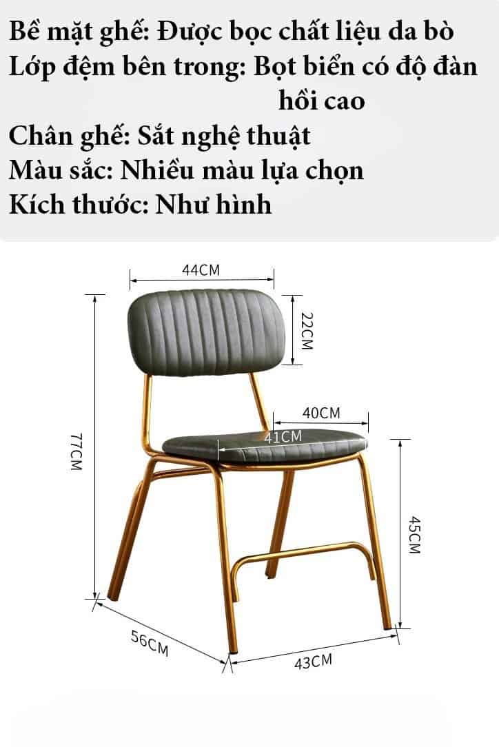 Ghế ăn bọc da khung sắt nghệ thuật kiểu Mỹ BM0209 24