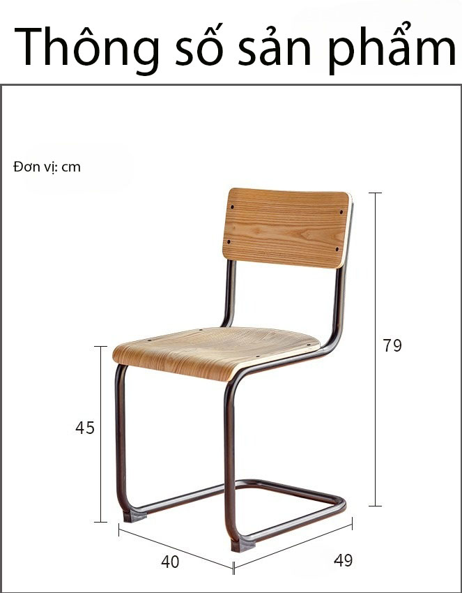 Ghế ăn chân quỳ bảng gỗ phong cách retro QP2635 11