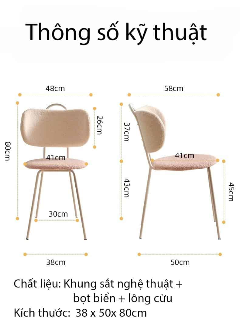 Ghế ăn lông cừu phong cách Bắc Âu BT7117 17