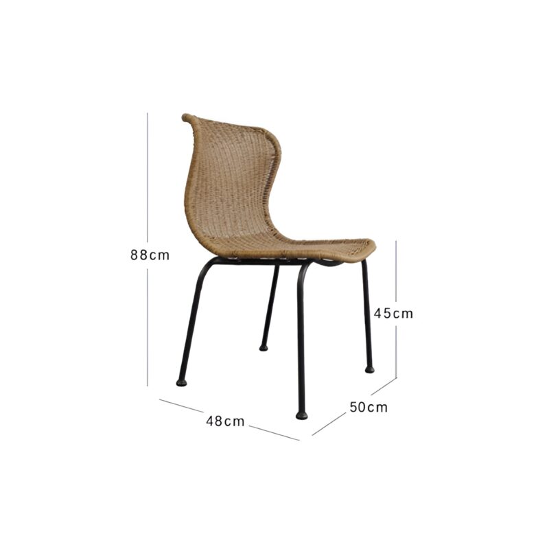 Ghế ăn thư giản lưng mây đan chân sắt nghệ thuật CJ7226 3