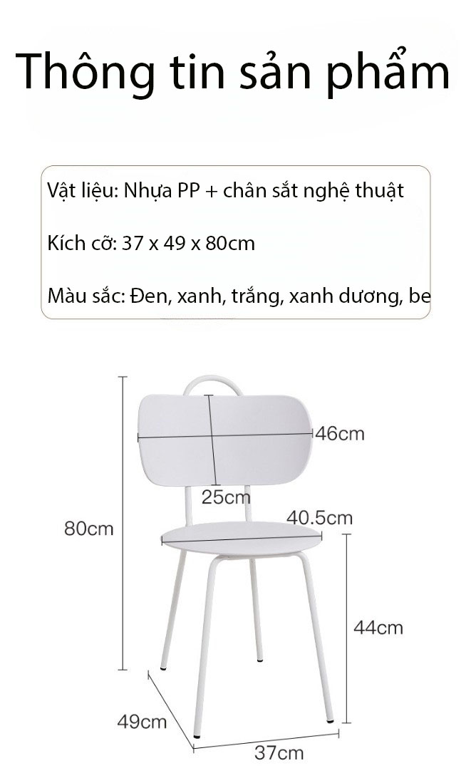 Ghế ăn tự lưng cong phong cách Bắc Âu RH002 7
