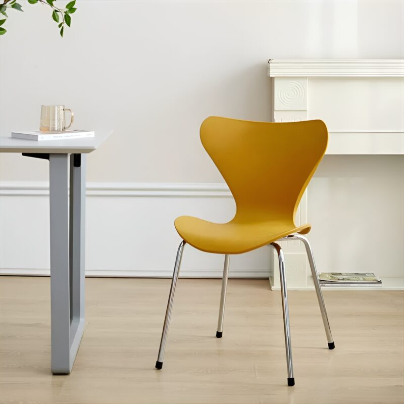 Ghế ăn tựa lưng nghệ thuật chân kim loại DR6704 4