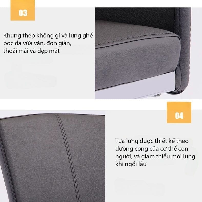 Ghế chân quỳ bọc da khung thép hiện đại KH8001 15