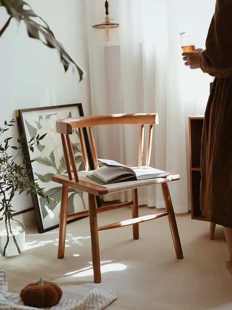 Ghế gỗ cafe dệt dây phong cách retro GS6779 8