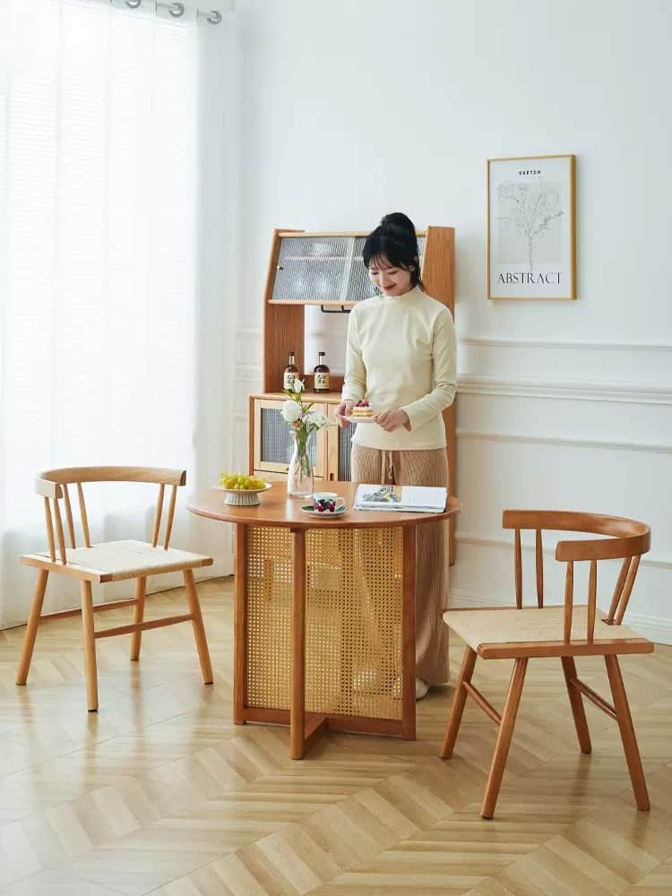 Ghế gỗ cafe dệt dây phong cách retro GS6779 7
