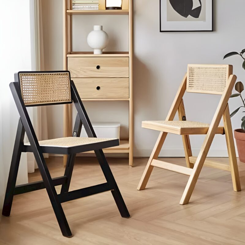 Ghế cafe lưng dệt mây khung gỗ gấp gọn DS6809