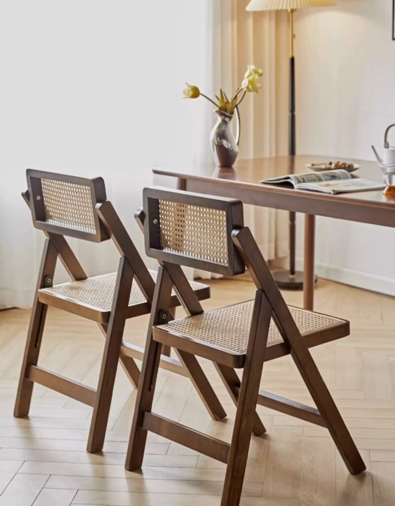 Ghế cafe lưng dệt mây khung gỗ gấp gọn DS6809 3