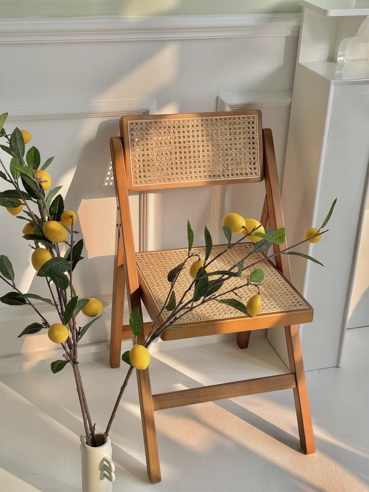 Ghế cafe lưng dệt mây khung gỗ gấp gọn DS6809 6