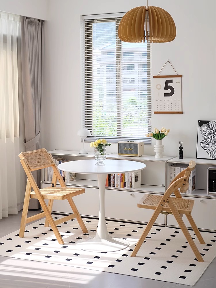 Ghế cafe lưng dệt mây khung gỗ gấp gọn DS6809 7