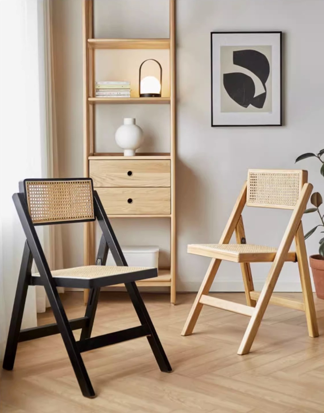 Ghế cafe lưng dệt mây khung gỗ gấp gọn DS6809 9