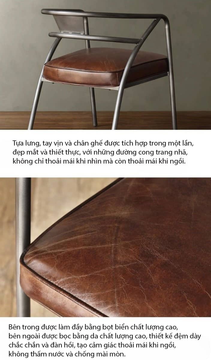 Ghế làm việc đệm da khung sắt nghệ thuật DNY1230 6