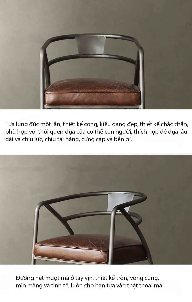 Ghế làm việc đệm da khung sắt nghệ thuật DNY1230 7