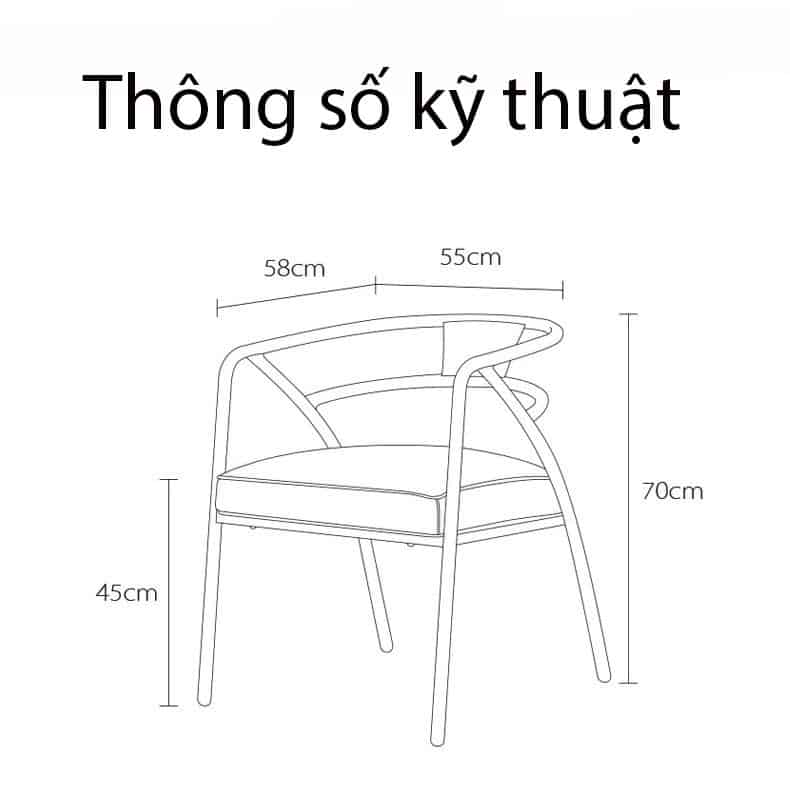 Ghế làm việc đệm da khung sắt nghệ thuật DNY1230 10