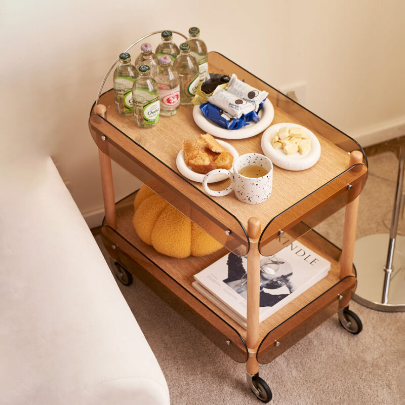 Kệ đẩy decor khung gỗ hai tầng hiện đại SH6489 3