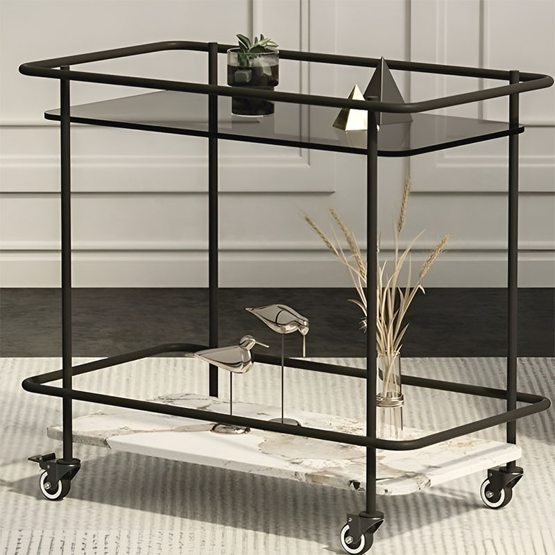 Kệ xe đẩy 2 tầng di động mặt đá Marble PD3516 9