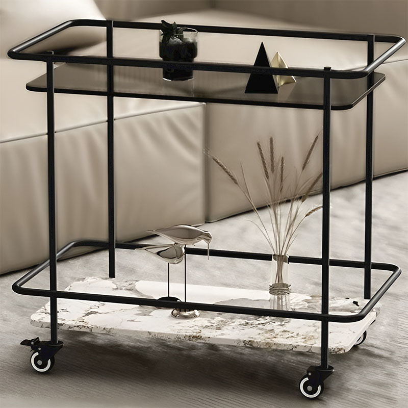 Kệ xe đẩy 2 tầng di động mặt đá Marble PD3516 8
