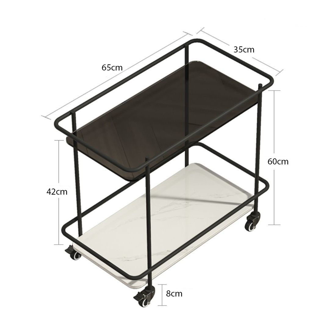 Kệ xe đẩy 2 tầng di động mặt đá Marble PD3516 10