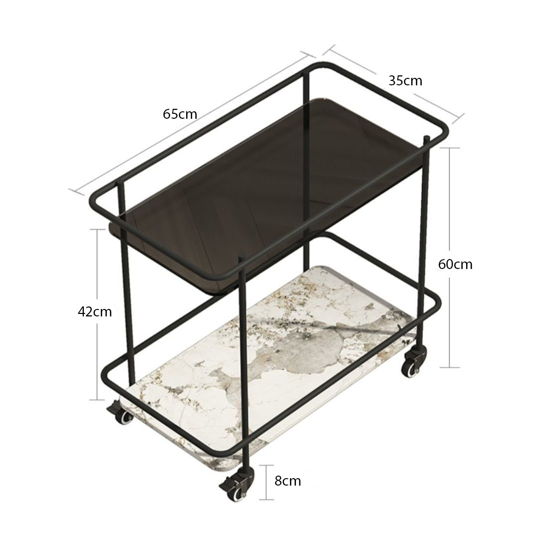 Kệ xe đẩy 2 tầng di động mặt đá Marble PD3516 11